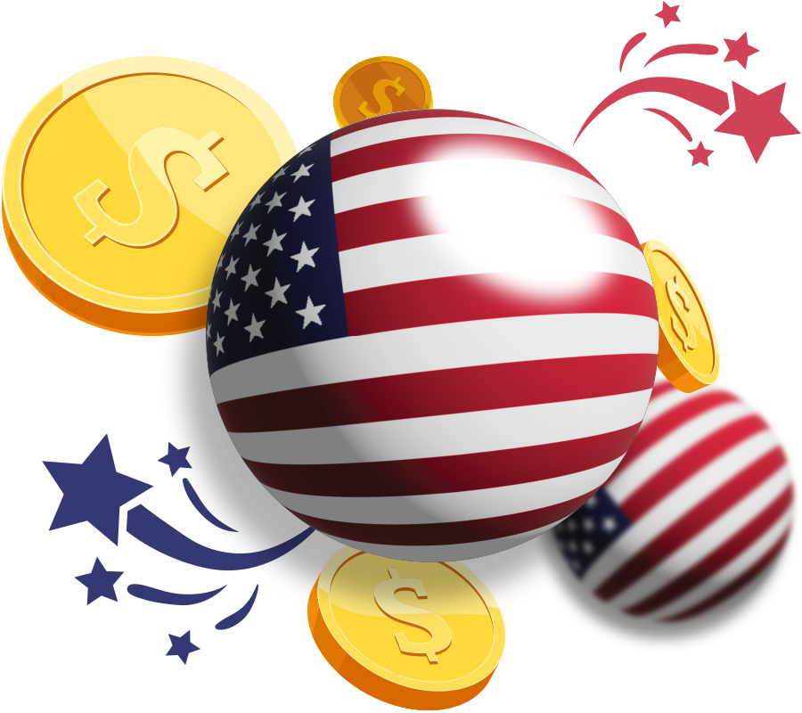 US flag in ball format with coins